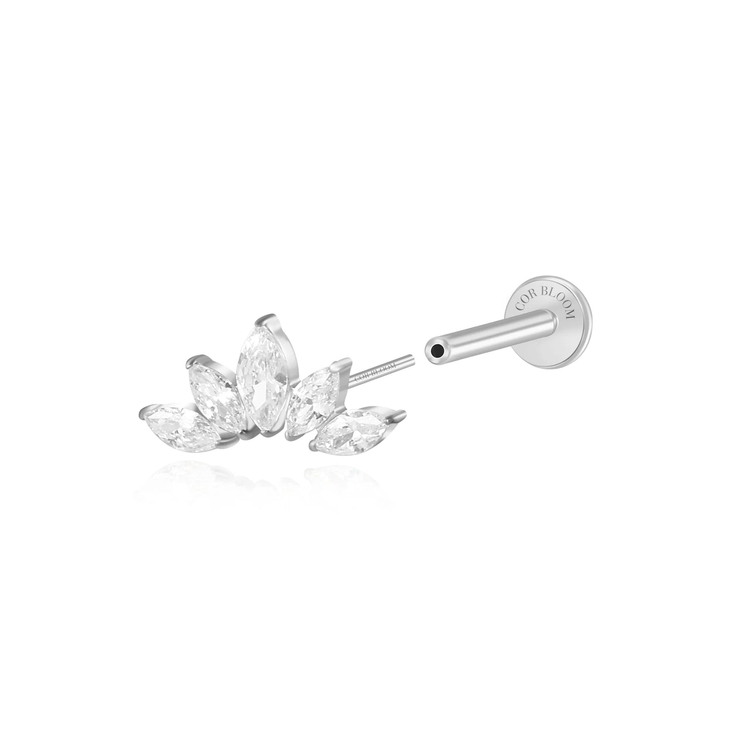 Titanium Aphrodite Diamond Crown Flat Back Stud