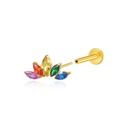 Titanium Aphrodite Rainbow Crown Push Pin Flat Back Stud