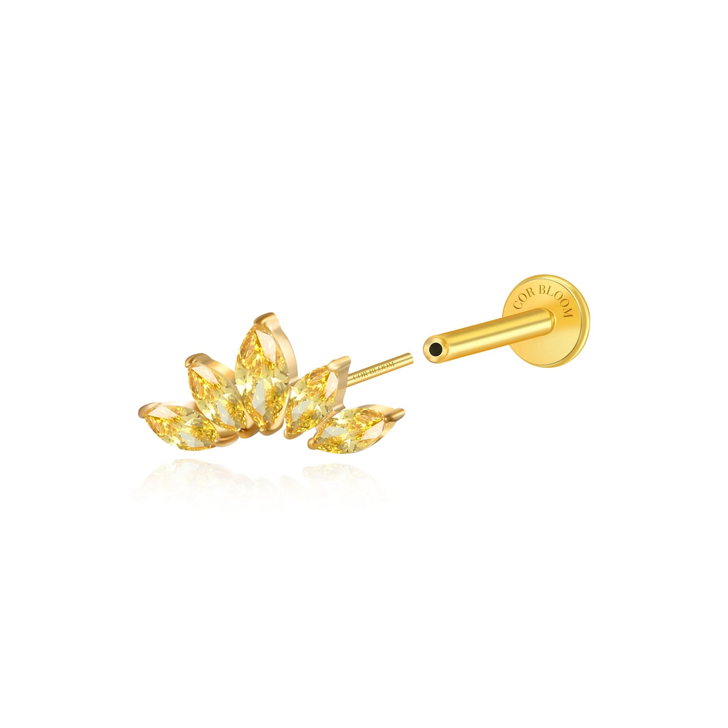 Titanium Aphrodite Golden Crown Push Pin Flat Back Stud