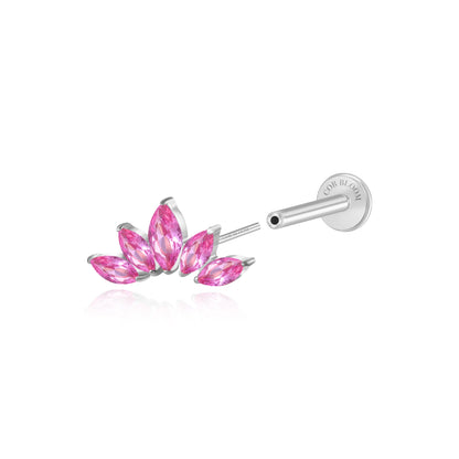 Titanium Aphrodite Ruby Crown Push Pin Flat Back Stud