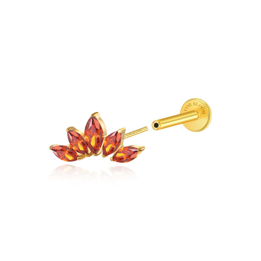 Titanium Aphrodite Red Garnet Crown Push Pin Stud