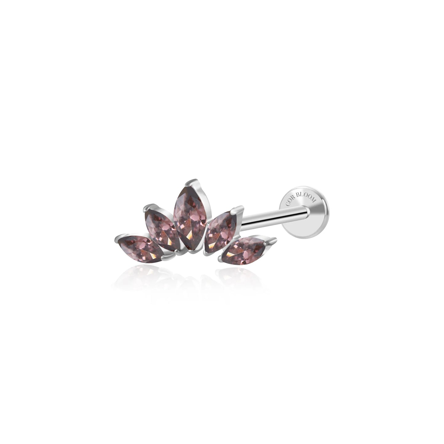 Titanium Aphrodite Coffe Brown Crown Push Pin Stud