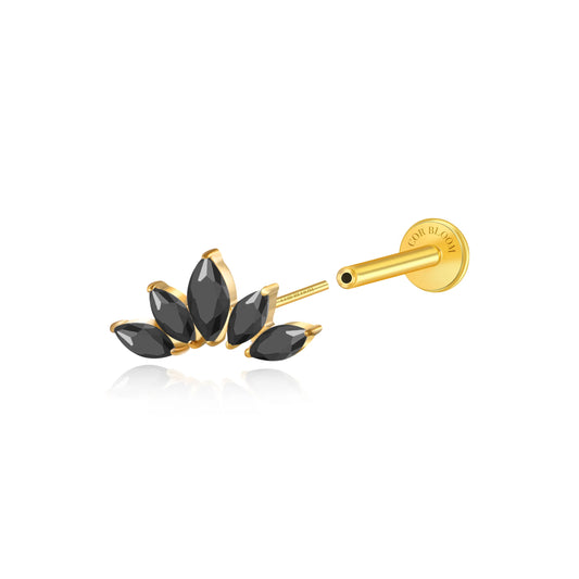 Titanium Aphrodite Black Crown Push Pin Stud