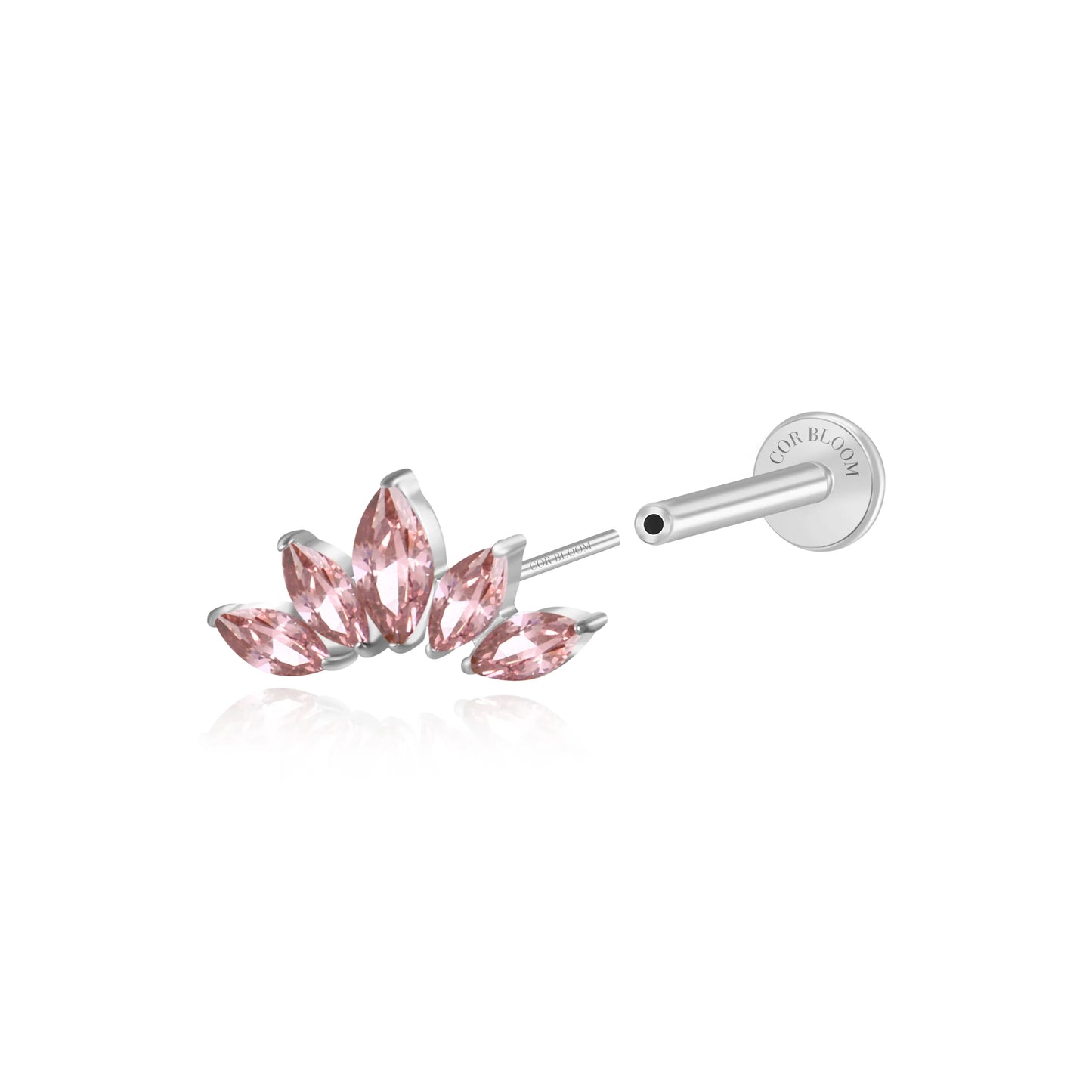 Titanium Aphrodite Rhodolite Crown Push Pin Stud