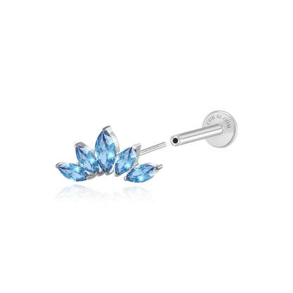 Titanium Aphrodite Blue Sapphire Crown Push Pin Stud