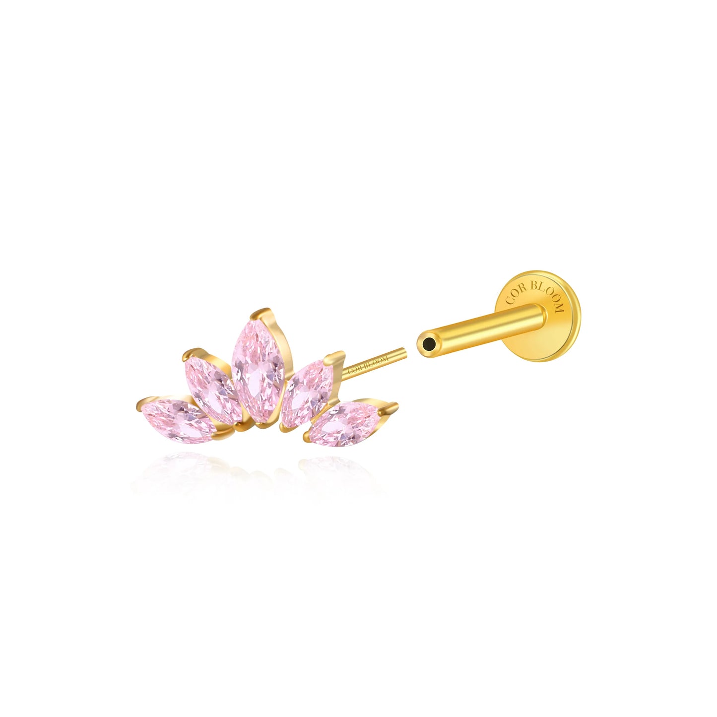 Titanium Aphrodite Pink Crown Push Pin Stud