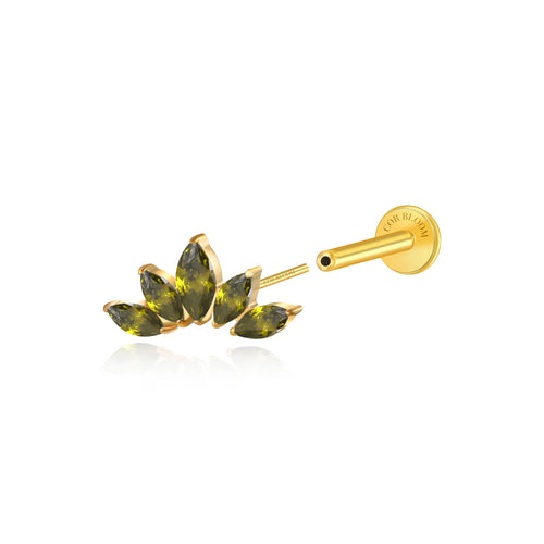 Titanium Aphrodite Peridot Crown Push Pin Stud