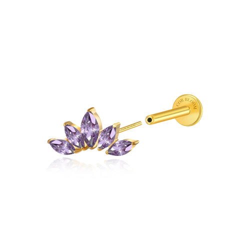 Titanium Aphrodite Amethyst Crown Push Pin Flat Back Stud