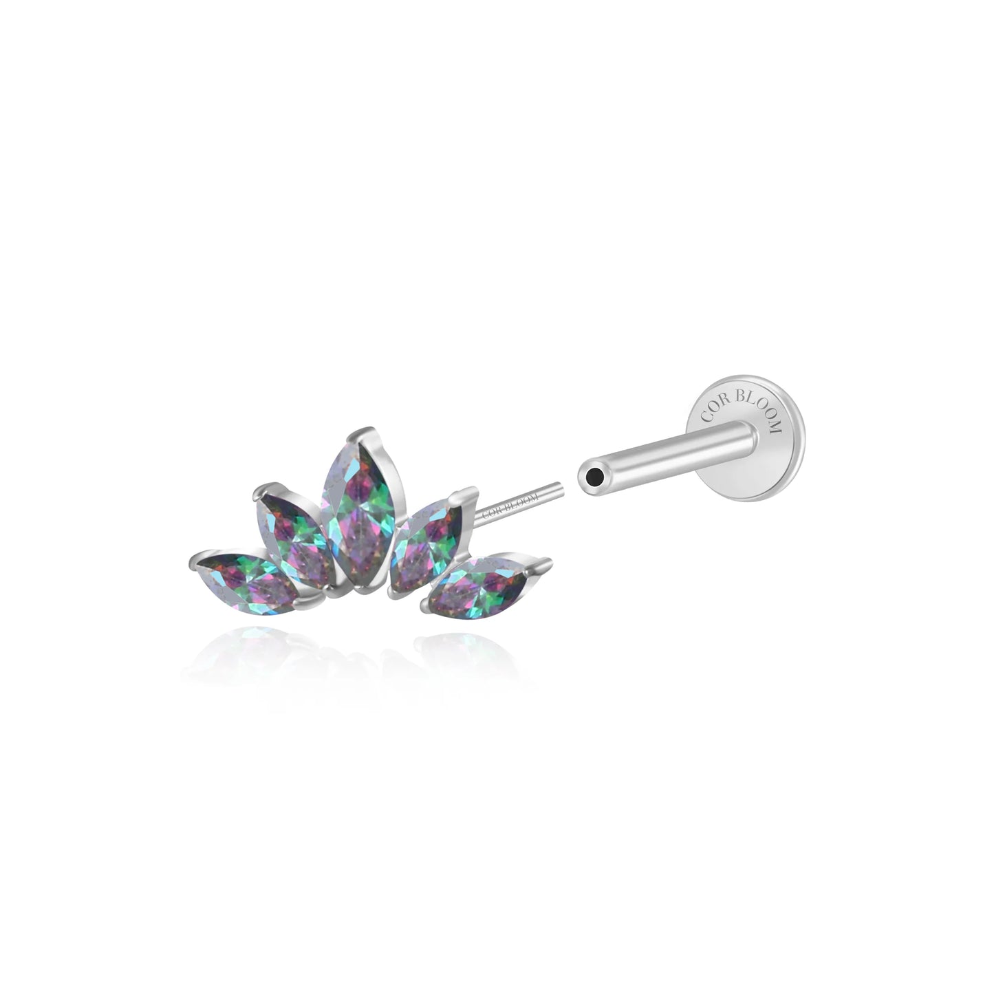 Titanium Aphrodite Dark Iridescent Crown Push Pin Stud