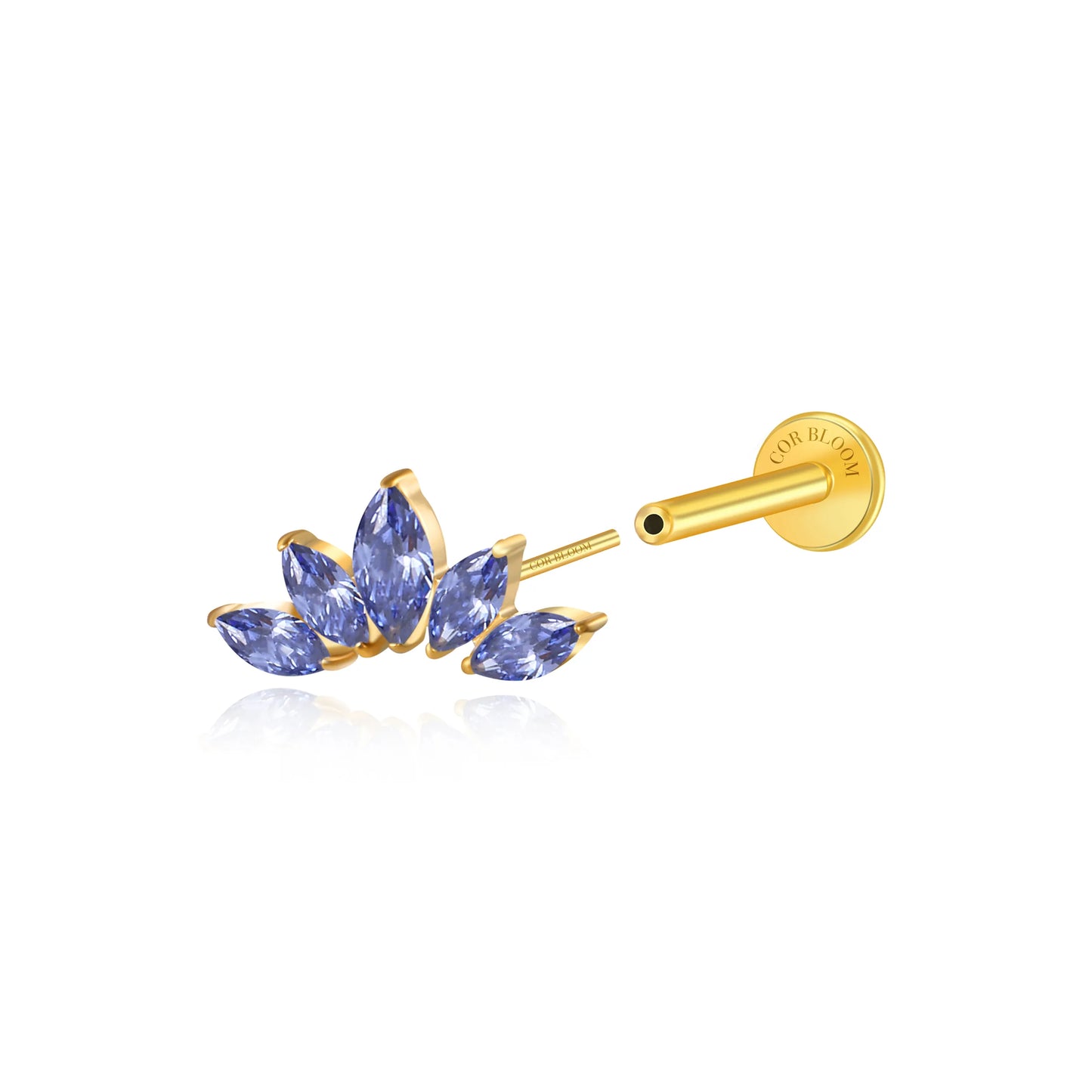 Titanium Aphrodite Tanzanite Crown Push Pin Stud