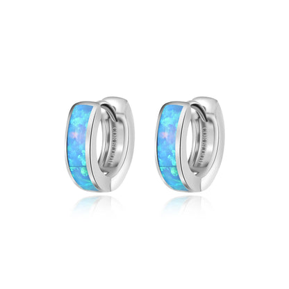 Lyra Ocean Blue Opal Hoop Earrings