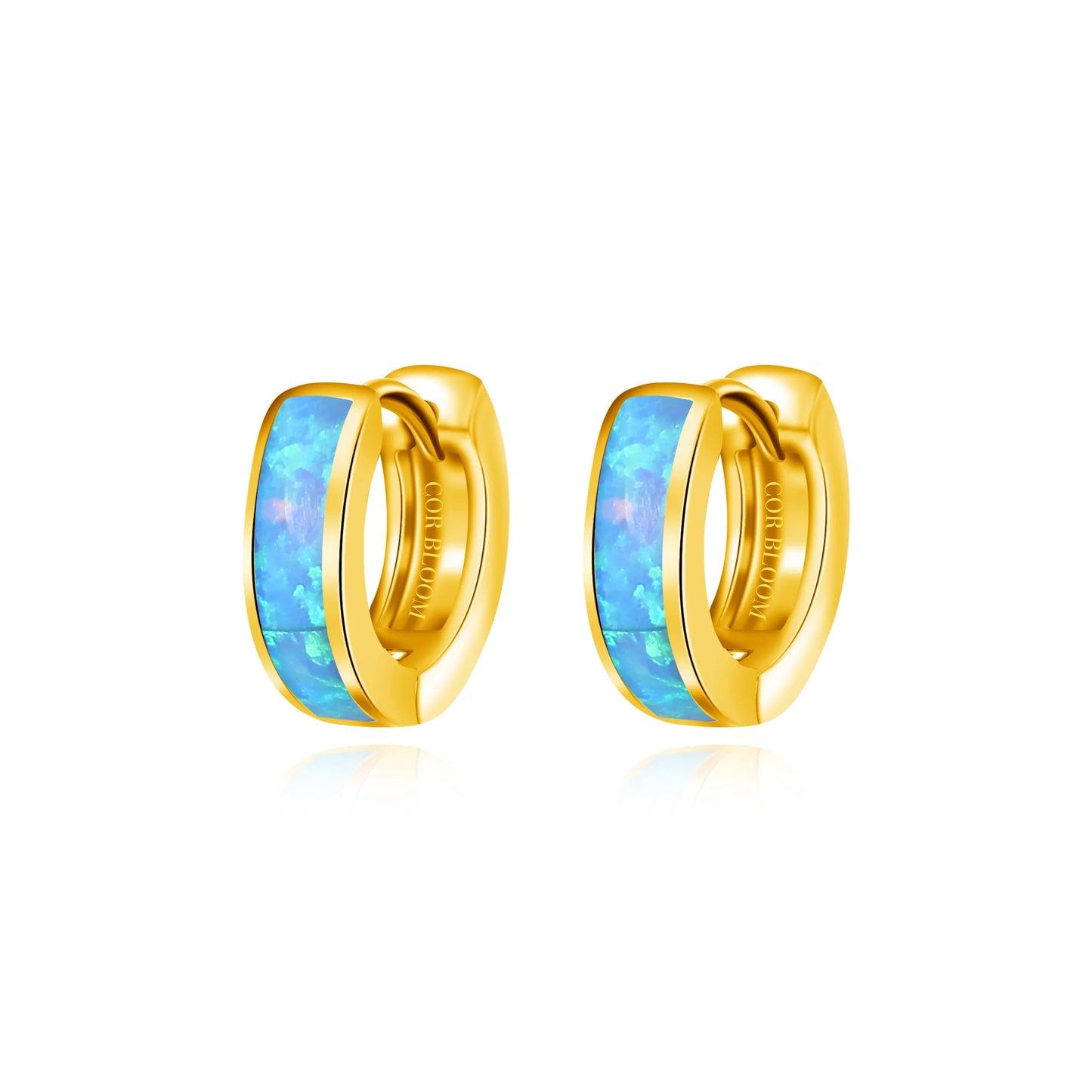 Lyra Ocean Blue Opal Hoop Earrings