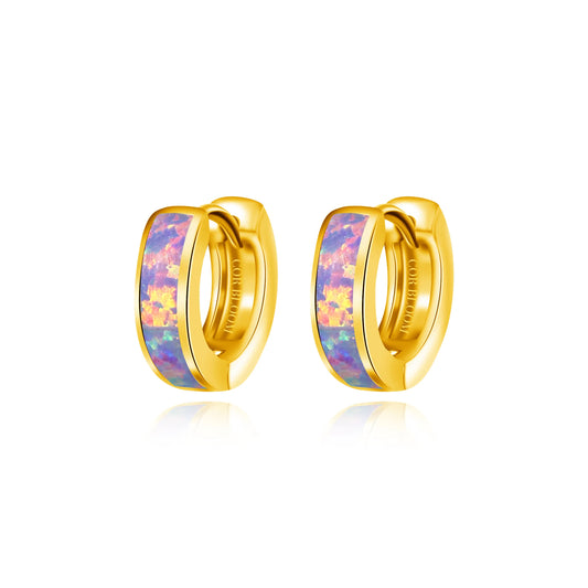 Lyra Lavender Purple Opal Hoop Earrings