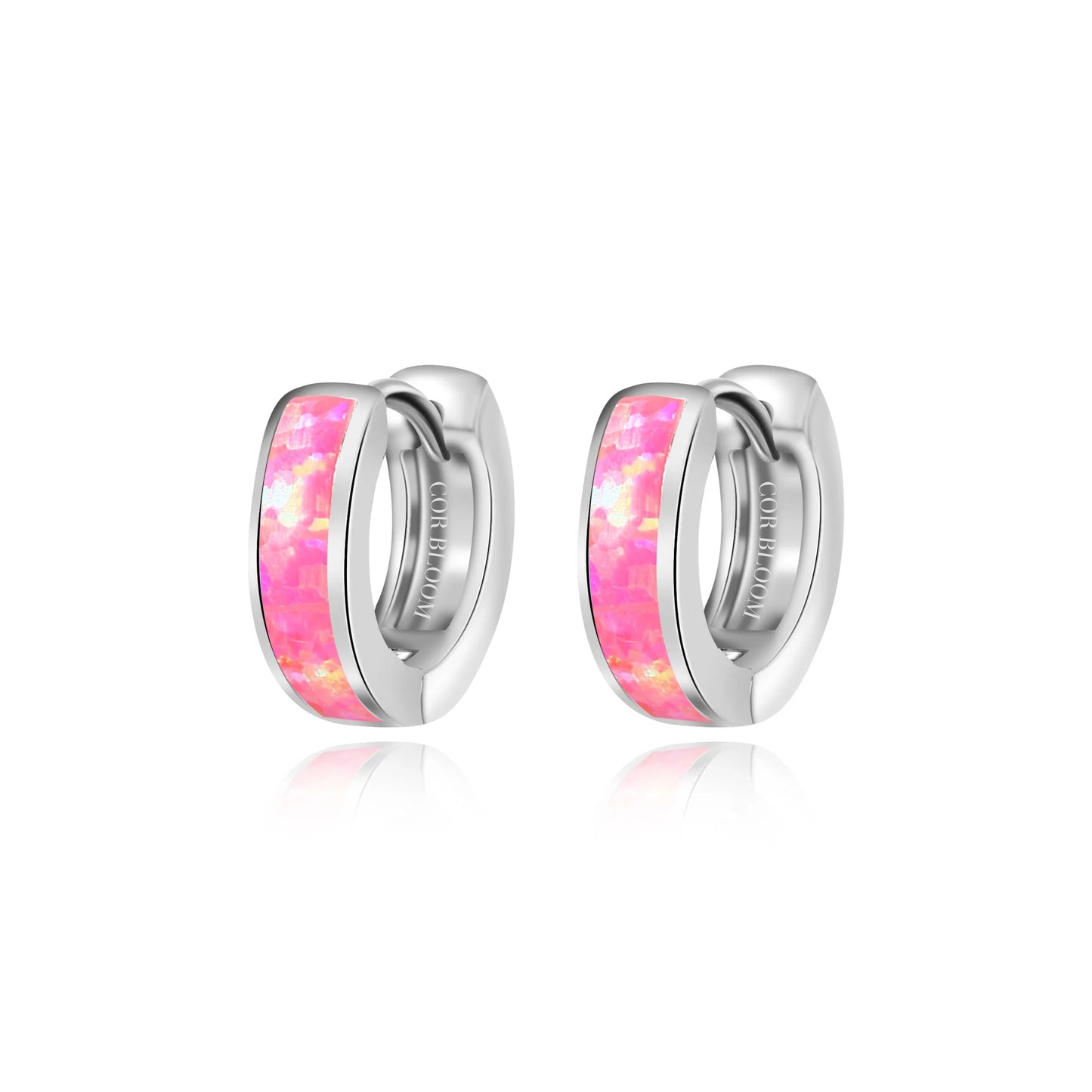 Lyra Rosy Pink Opal Hoop Earrings