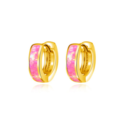 Lyra Rosy Pink Opal Hoop Earrings