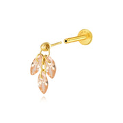 Titanium Floating Champagne Plume Flat Back Earring | Hidden Helix/Rook