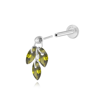 Peridot - Titanium Floating Plume Flat Back Earring | Vertical Helix Stud