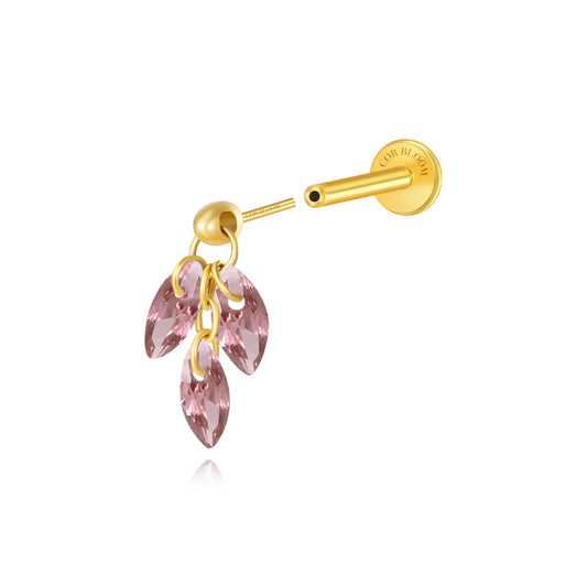 Rhodolite - Titanium Floating Plume Flat Back Earring | Hidden Helix Stud