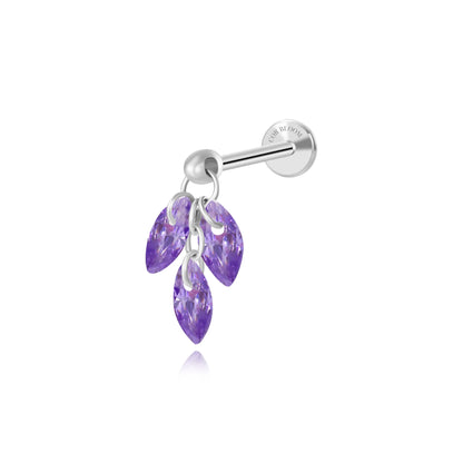 Amethyst - Titanium Floating Plume Flat Back Earring | Hidden Helix Stud