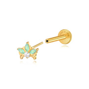 Titanium Hermes Tranquil Green Opal Lotus Crown Stud