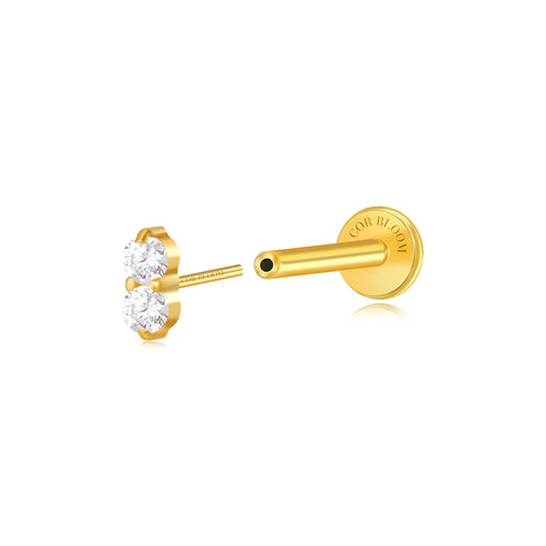 Titanium Edith Mini Duo Diamond Flat Back Stud