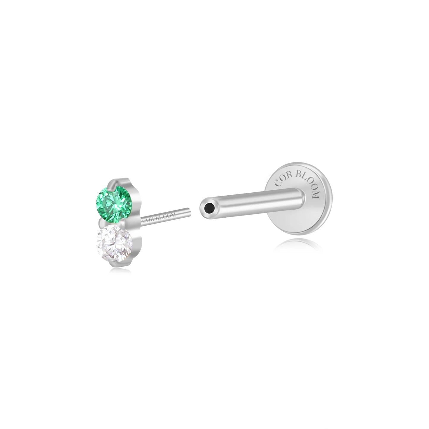 Titanium Edith Mini Duo Flat Back Stud - Viva Spring