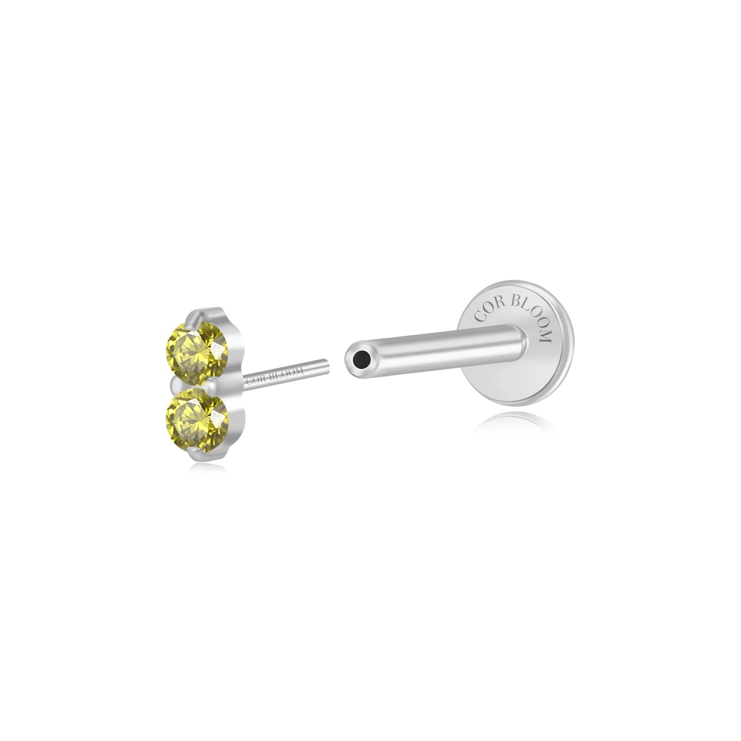 Titanium Edith Mini Duo Peridot Flat Back Stud