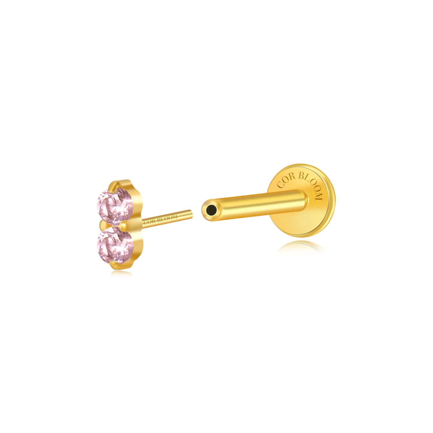 Titanium Edith Mini Duo Ruby Flat Back Stud