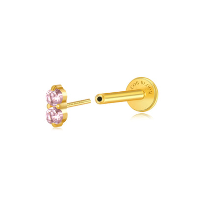 Titanium Edith Mini Duo Ruby Flat Back Stud