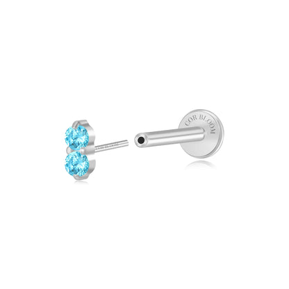 Titanium Edith Mini Duo Aquamarine Flat Back Stud