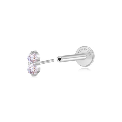 Titanium Edith Mini Duo Light Amethyst Flat Back Stud