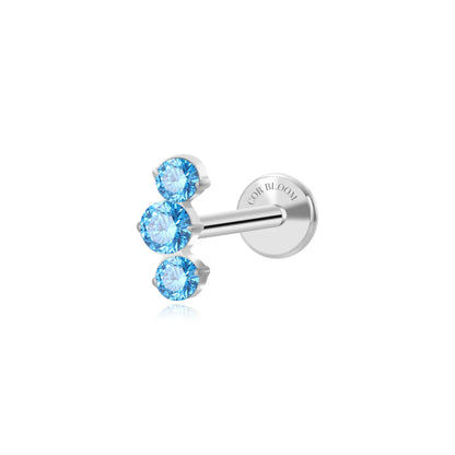 Titanium Elpis Aquamarine Trinity Cluster Flat Back Stud