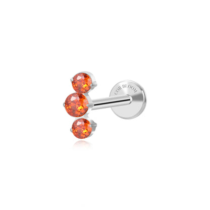 Titanium Elpis Orange Red Trinity Cluster Flat Back Stud