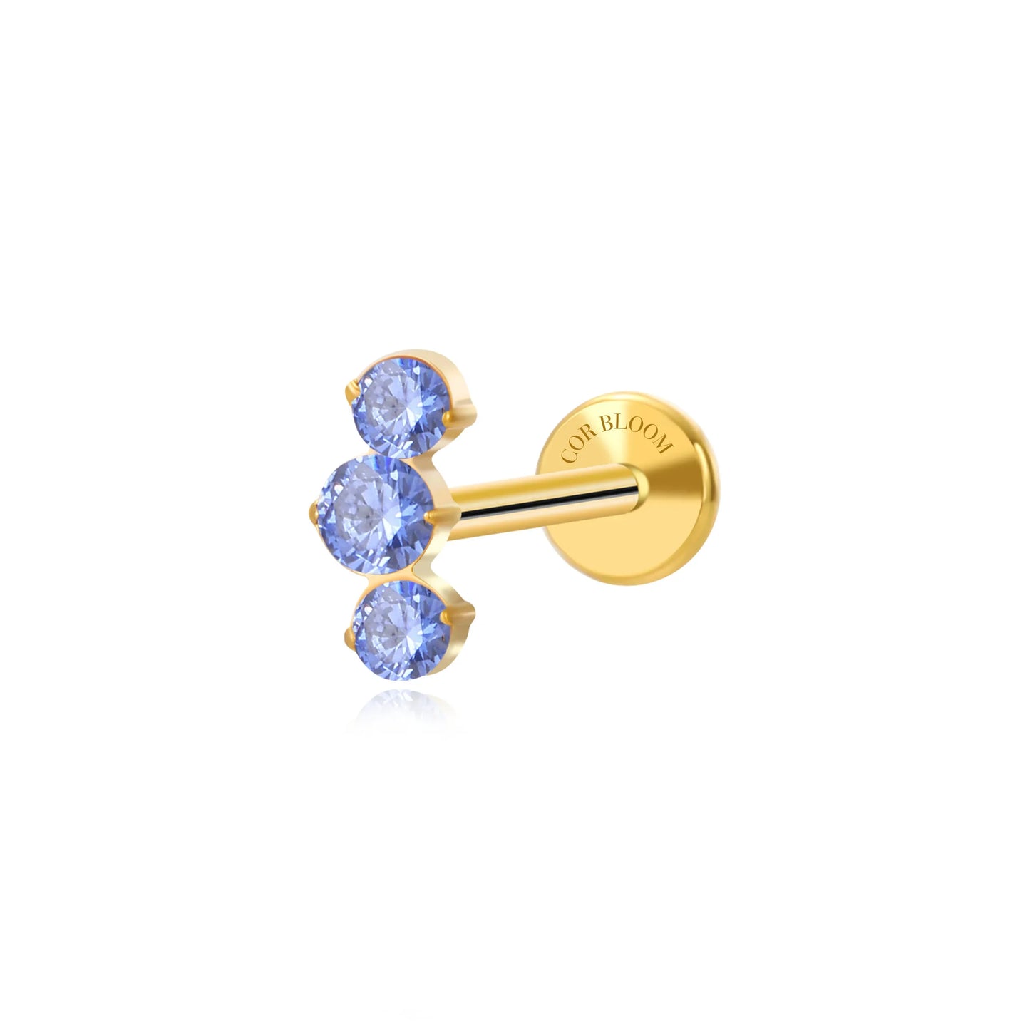 Titanium Elpis Tanzanite Trinity Cluster Flat Back Stud