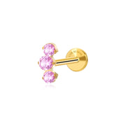 Titanium Elpis Ruby Trinity Cluster Flat Back Stud