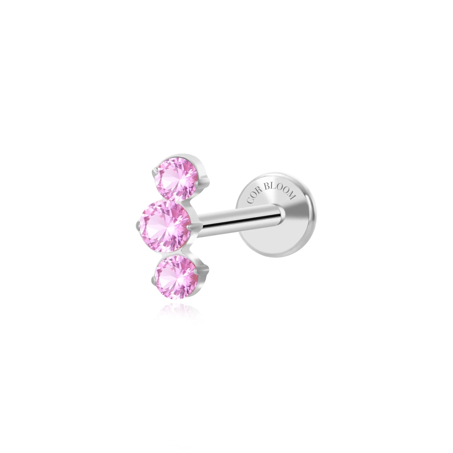 Titanium Elpis Ruby Trinity Cluster Flat Back Stud