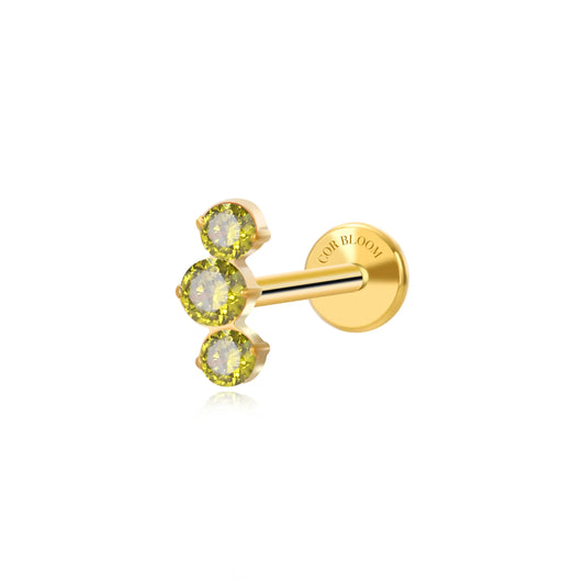 Titanium Elpis Peridot Trinity Cluster Flat Back Stud