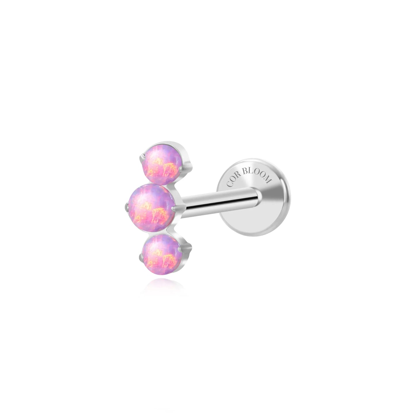 Titanium Elpis Violet Flame Opal Trinity Cluster Flat Back Stud