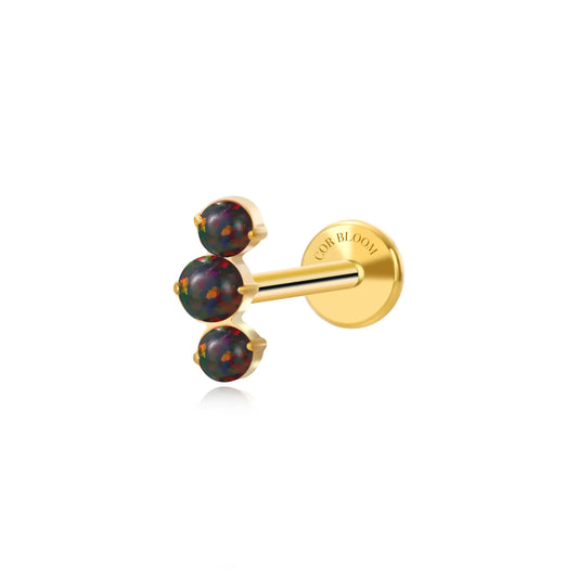 Titanium Elpis Dark Opal Trinity Cluster Flat Back Stud