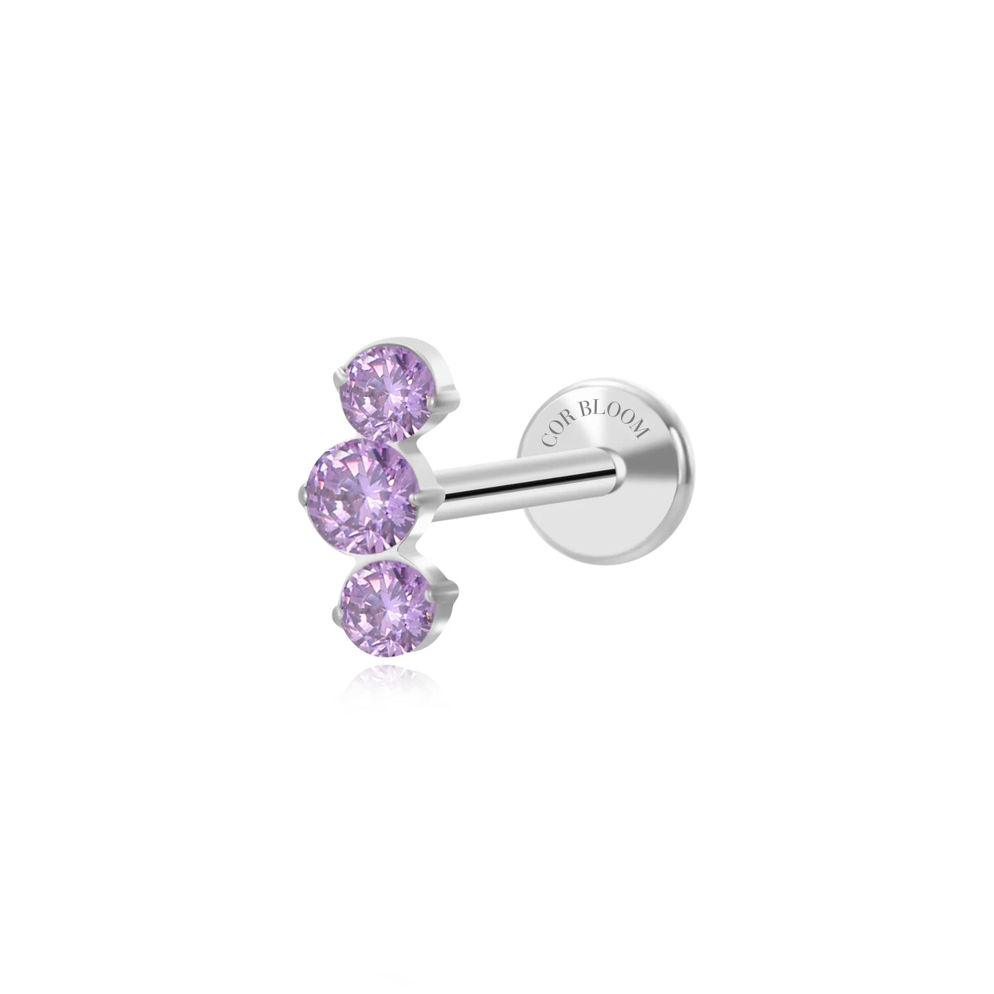 Titanium Elpis Amethyst Trinity Cluster Flat Back Stud