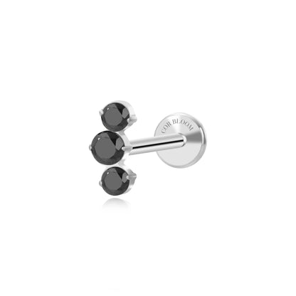 Titanium Elpis Black Trinity Cluster Flat Back Stud