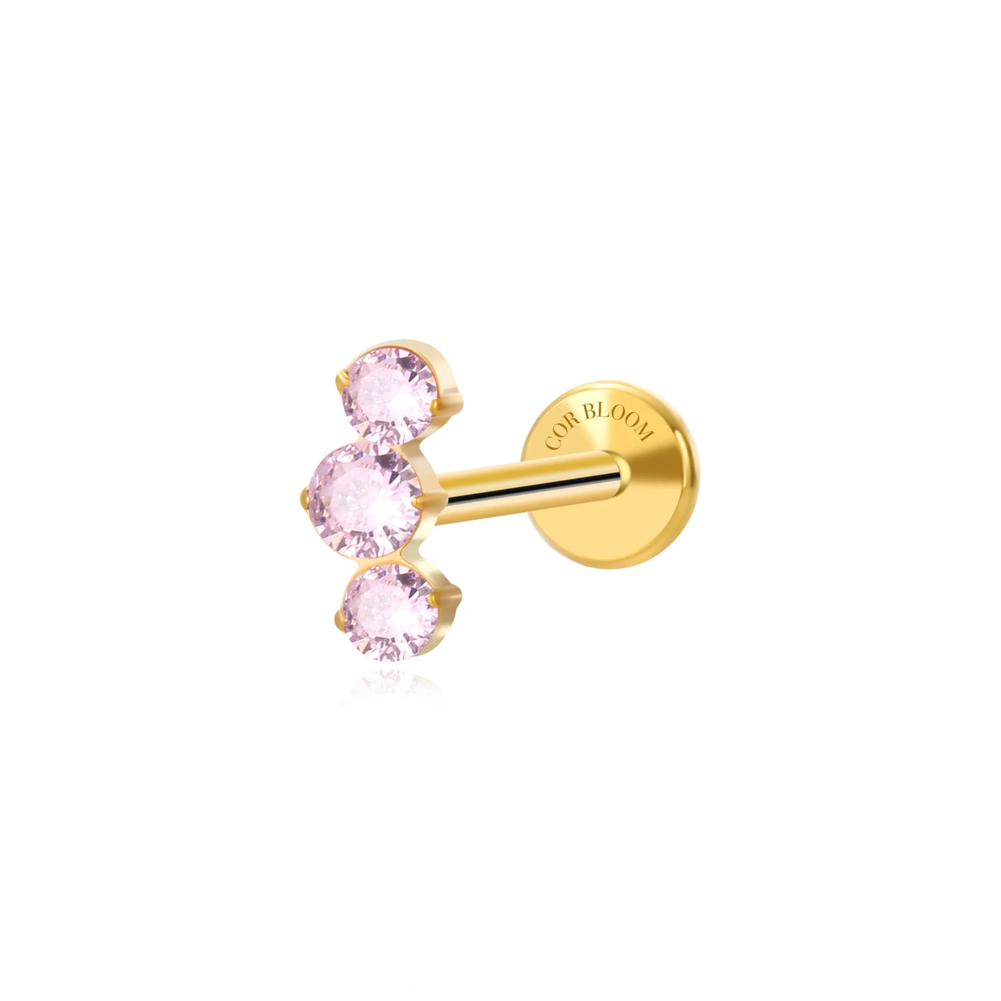 Titanium Elpis Pink Trinity Cluster Flat Back Stud