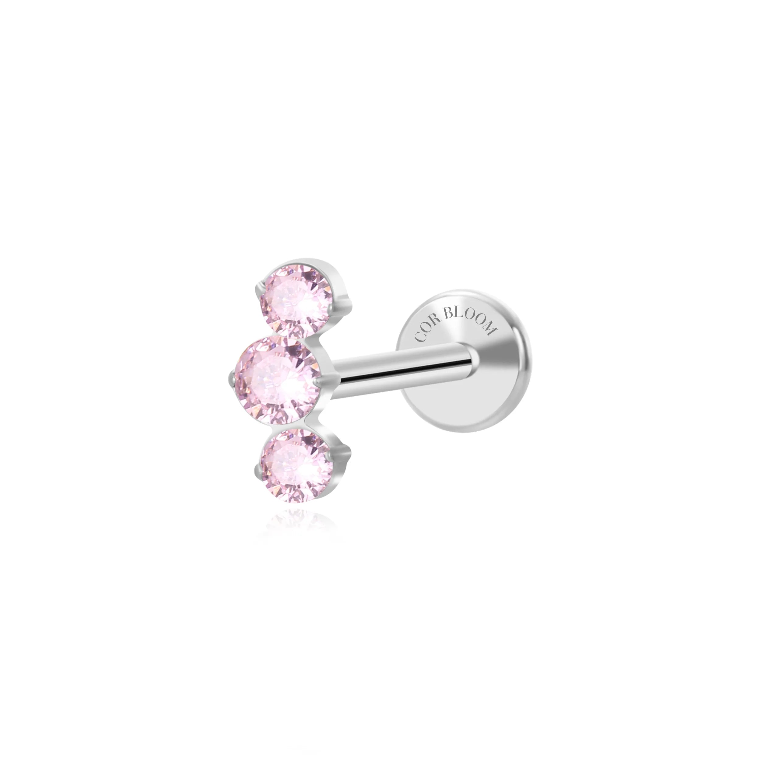 Titanium Elpis Pink Trinity Cluster Flat Back Stud
