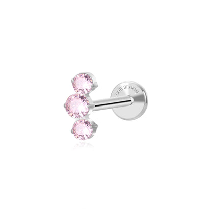 Titanium Elpis Pink Trinity Cluster Flat Back Stud