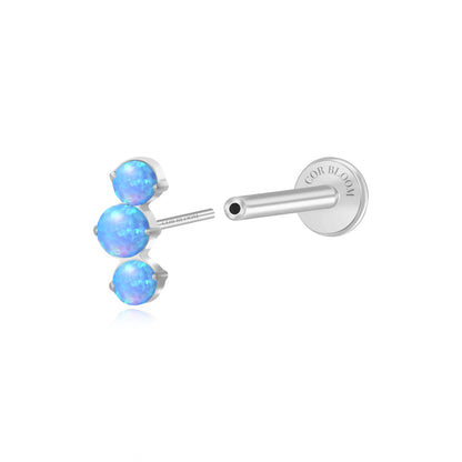 Titanium Elpis Sky Blue Trinity Cluster Flat Back Stud