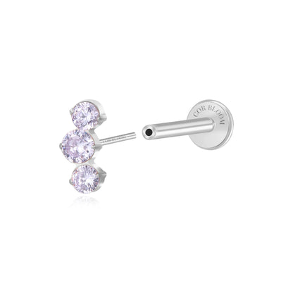 Titanium Elpis Light Amethyst Trinity Cluster Flat Back Stud