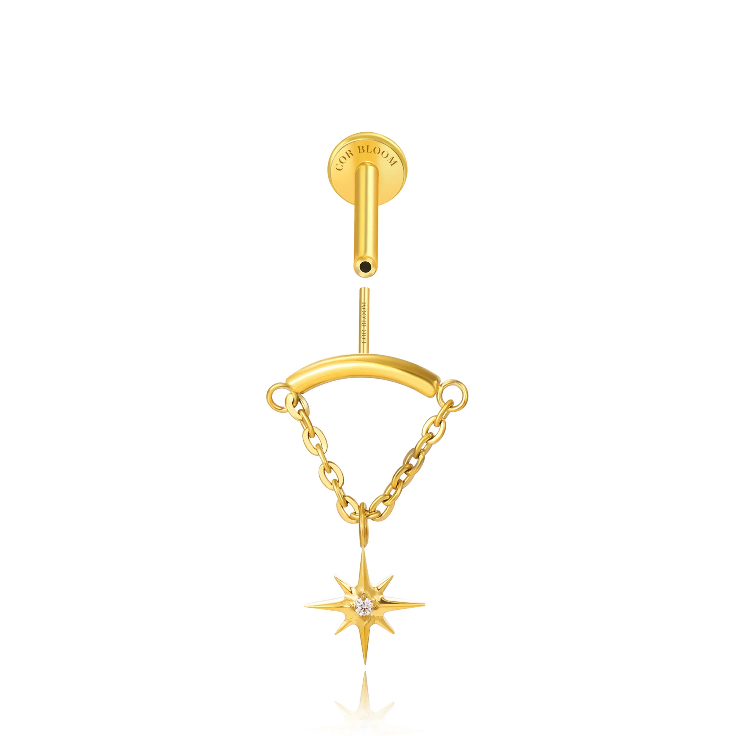 Titanium Pinelopi Northern Star Stud - Vertical Helix & Hidden Rook