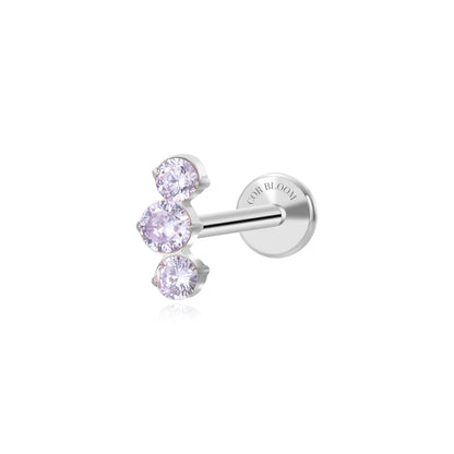 Titanium Elpis Light Amethyst Trinity Cluster Flat Back Stud