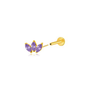 Titanium Dafni Mini Three-Petal Stud - Amethyst