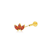Titanium Dafni Mini Three-Petal Stud - Red Garnet